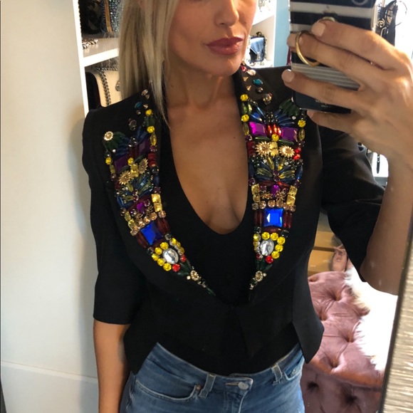 Dolce & Gabbana Black Crystal Embellished Blazer - Picture 3 of 8